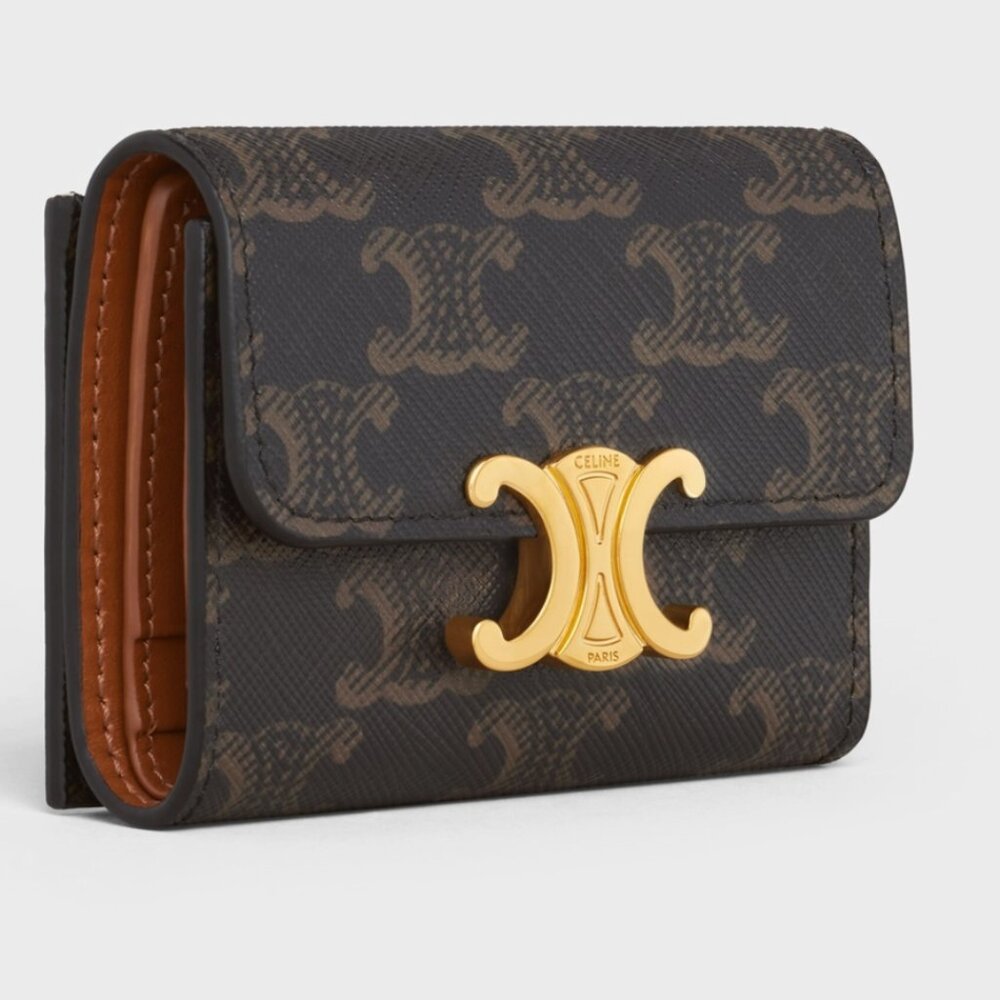 Authentic Compact Wallet With Coin Triomphe In Tr… - image 1